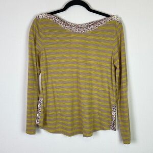 Anthropologie Postmark Gold/Tan Striped Top